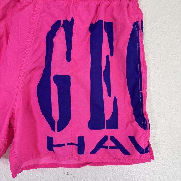 Vintage Gecko Hawaii Shorts Mens Medium Swim Trunks Surf Neon Graphic Lizard 90s - Picture 3 of 11